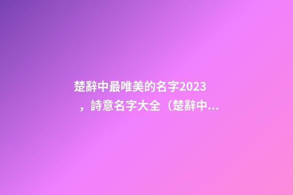 楚辭中最唯美的名字2023，詩意名字大全（楚辭中最唯美的名字2023,詩意名字大全女）